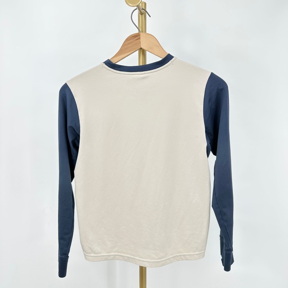 Patagonia Kids Capilene Silkweight Long Sleeve Shirt Medium 10 Cream Navy Retro - Picture 2 of 6